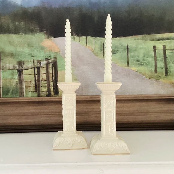 Set of 2 LENOX JUDAIC SABBATH CANDLE HOLDERS Porcelain 22K Gold Gilt 12 Tribes - Picture 11 of 11